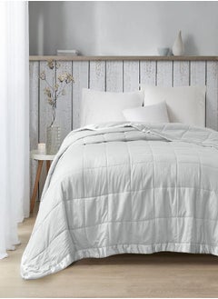 Madison Park Cambria Down Alternative Blanket, Premium 3M Scotchgard Moisture Wicking Treatment, Lightweight and Soft Bed Cover For Summer with Satin Trim, Oversized King Gray