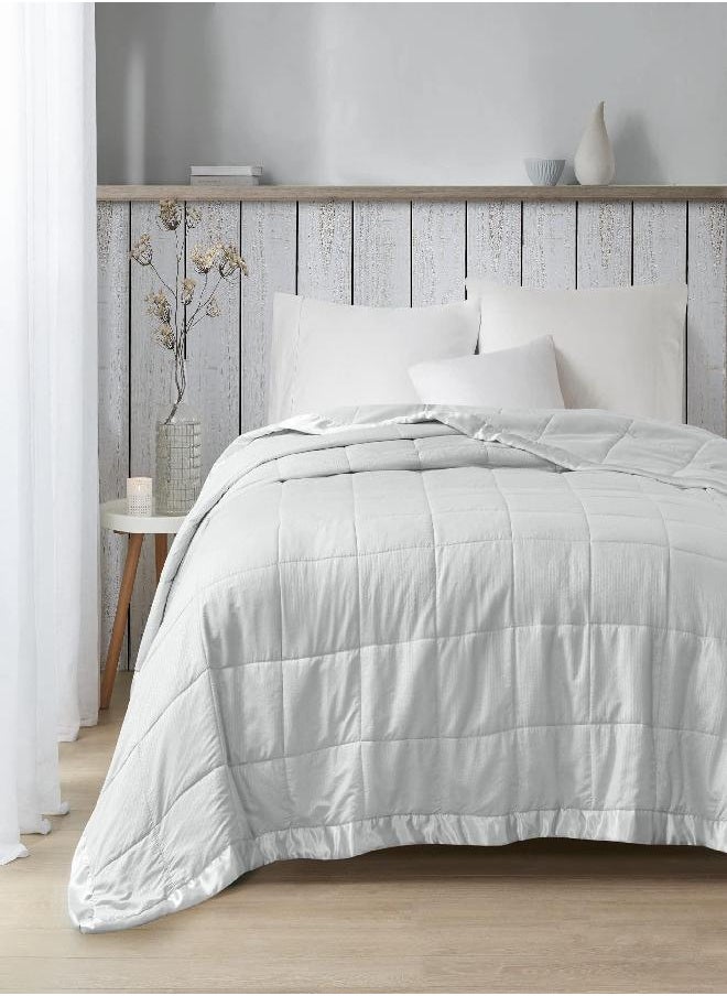 madison park - Madison Park Cambria Down Alternative Blanket, Premium 3M Scotchgard Moisture Wicking Treatment, Lightweight and Soft Bed Cover For Summer with Satin Trim, Oversized King Gray - Image 1