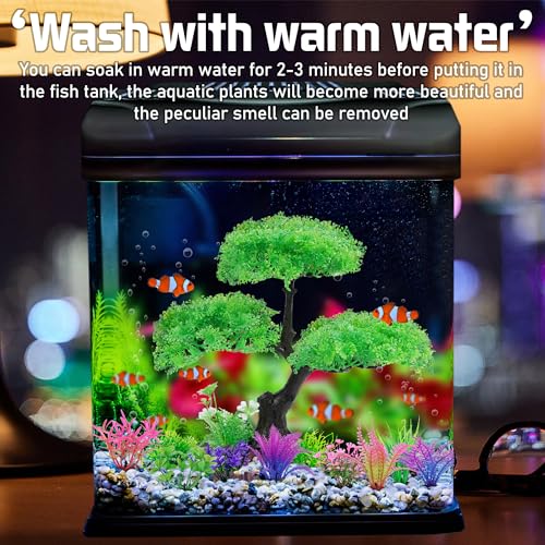 Ameliade Aquarium Artificial Plastic Plants Decoration, Aquarium Tree Decor Set, Goldfish Betta Fish Tank Decorations Hides Accessories (Green) - Image 5
