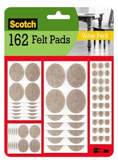 Scotch  Scotch Felt Pads, Felt Furniture Pads for Protecting Hardwood Floors, Round, Beige, Assorted Sizes Value Pack, 162 Pads  - Image 3