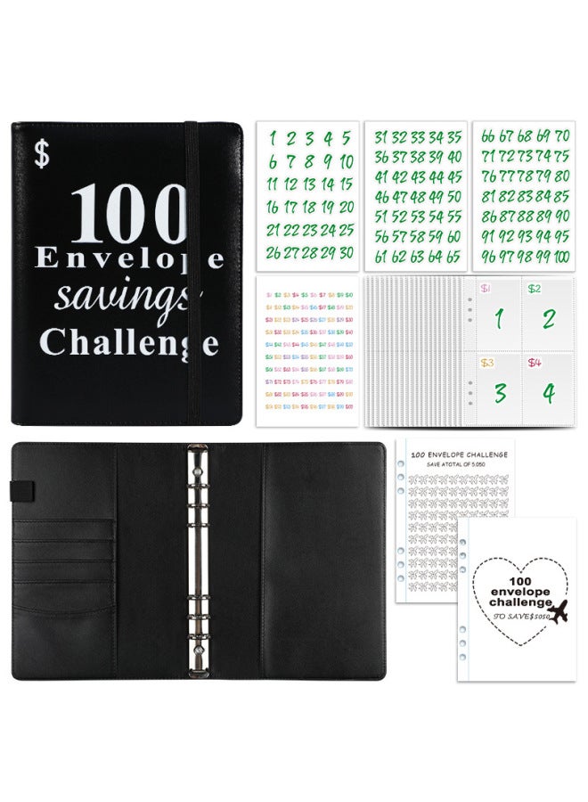 HONGYANG Envelopechallenge Loose-leaf Notebook 100 Days Money Saving Book Challenge Cash Saving Book - Image 1