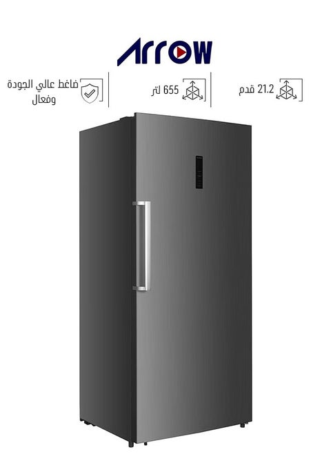 فريزر رأسي بباب واحد - 655 لترًا - 21.2 قدمًا مكعبًا - تبريد وتجميد عالي السرعة - قابل للتبديل إلى ثلاجة - ضاغط عالي الجودة وفعال - ضمان الضاغط لمدة 7 سنوات - الفضي - RO-770VNF