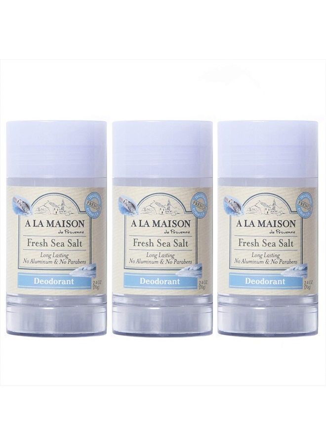 A La Maison Fresh Sea Salt Aluminum Free Deodorant for Women and Men - Natural Deodorant (3 Stick Bulk Pack) - Image 1