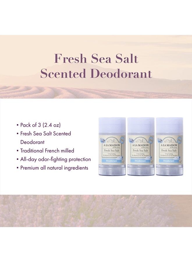 A La Maison Fresh Sea Salt Aluminum Free Deodorant for Women and Men - Natural Deodorant (3 Stick Bulk Pack) - Image 2
