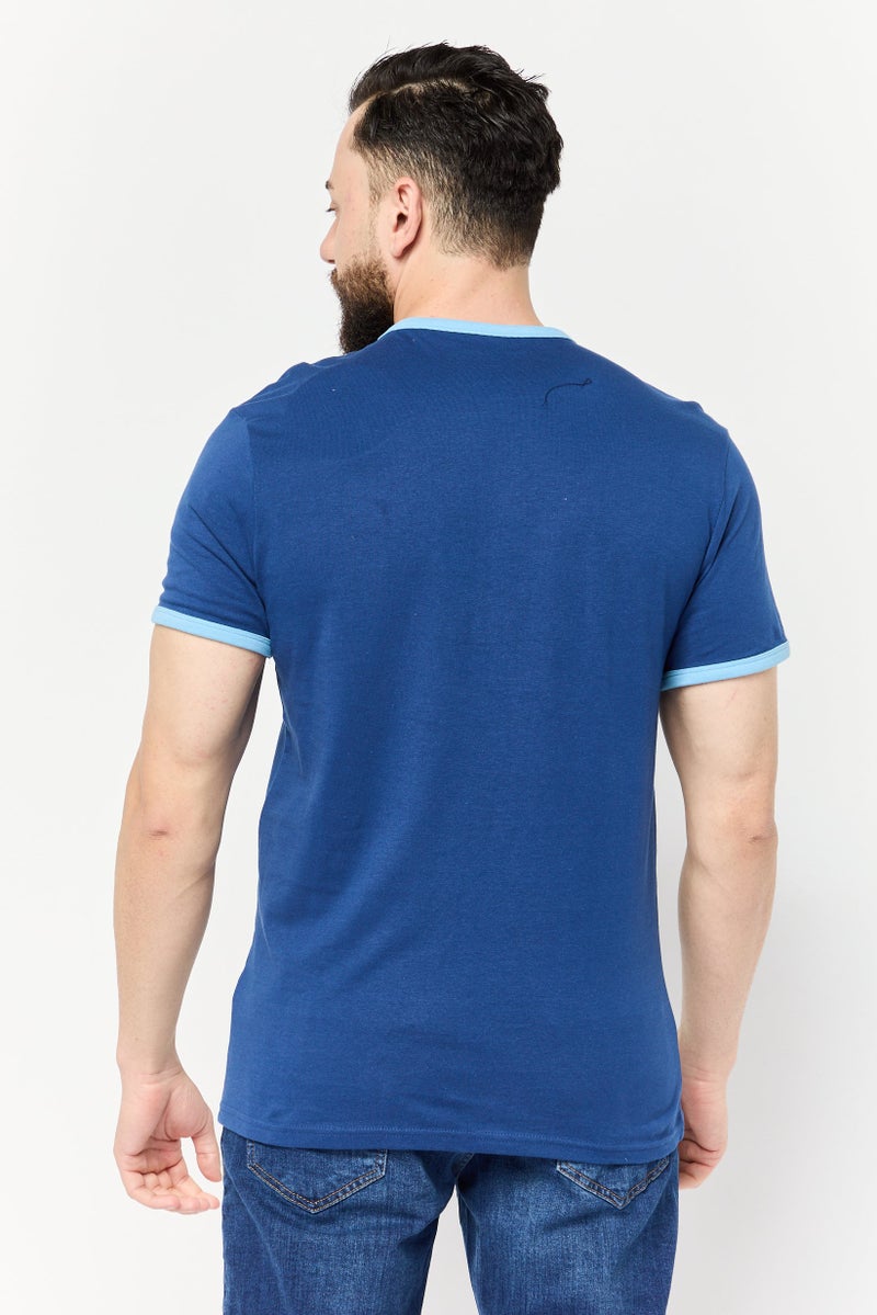 Paul Frank Men Regular Fit Crew Neck Short Sleeves Brand Logo T-Shirt, Blue  - Image 4