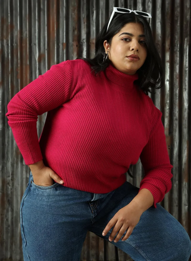 Women's Pink 100% Acrylic Solid Sweater