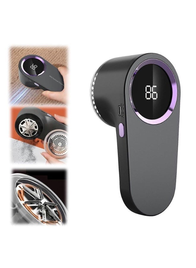 SHOPUP4U Fabric Shaver Rechargeable Fabric Shaver with Digital Display Sweater Shaver with 6 Leaf Blades and Safety Lock Defuzzer Remove Fuzz Pills from Clothes Furniture Sofa Blanket - Image 1