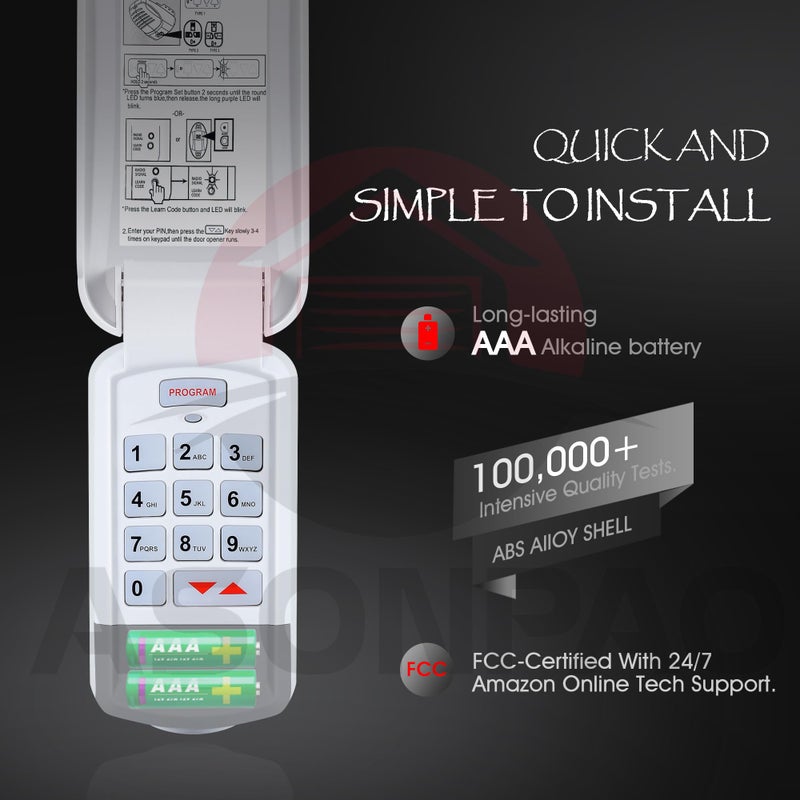 ASONPAO 1 لـ GK-R Wireless Intellicode Genie فتحت باب المرآب لوحة المفاتيح البحث التلقائي 315/390MHZ ضمان 3 سنوات - Image 3