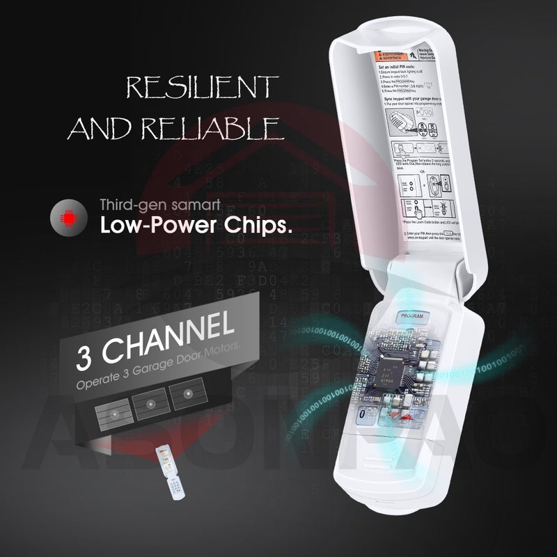 ASONPAO 1 لـ GK-R Wireless Intellicode Genie فتحت باب المرآب لوحة المفاتيح البحث التلقائي 315/390MHZ ضمان 3 سنوات - Image 4