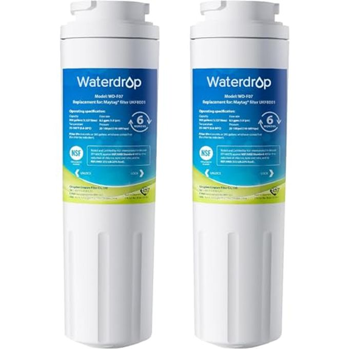 Waterdrop EDR4RXD1 Replacement for EveryDrop Filter 4, Whirlpool UKF8001, 4396395, Maytag UKF8001AXX-200, UKF8001AXX-750, WD-F07, Refrigerator Water Filter, 2 Filters (Package May Vary)