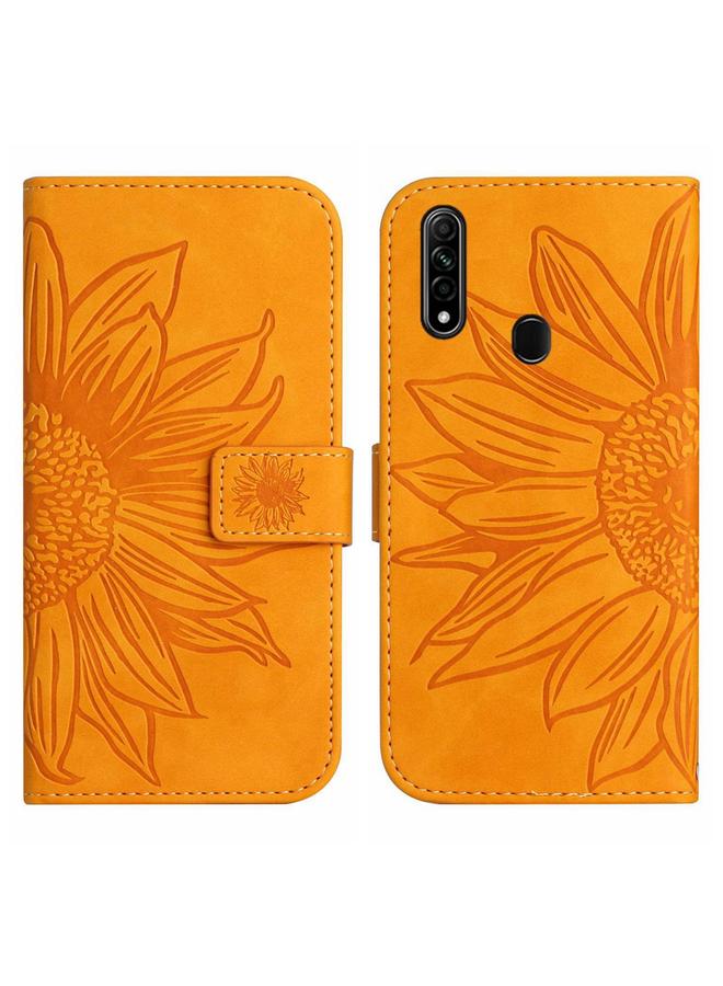 S-TOP Case For OPPO A8/A31 Skin Feel Sun Flower Pattern Flip Leather Phone Case with Lanyard - Image 2
