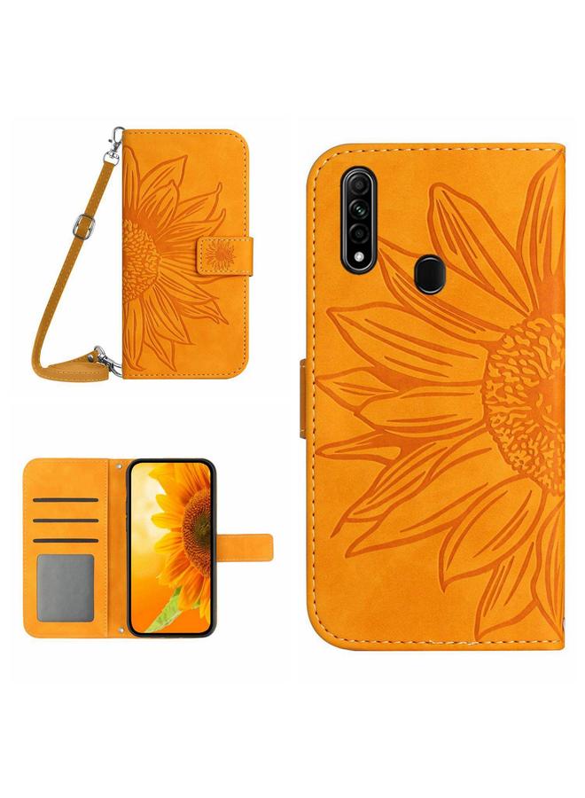 S-TOP Case For OPPO A8/A31 Skin Feel Sun Flower Pattern Flip Leather Phone Case with Lanyard - Image 1