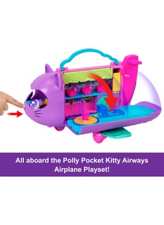 Polly Pocket Dolls & Playset, Kitty Airways Airplane, Travel Toy With 2 Micro Dolls, Pet, Spinning Stage & Accessories  - Image 2