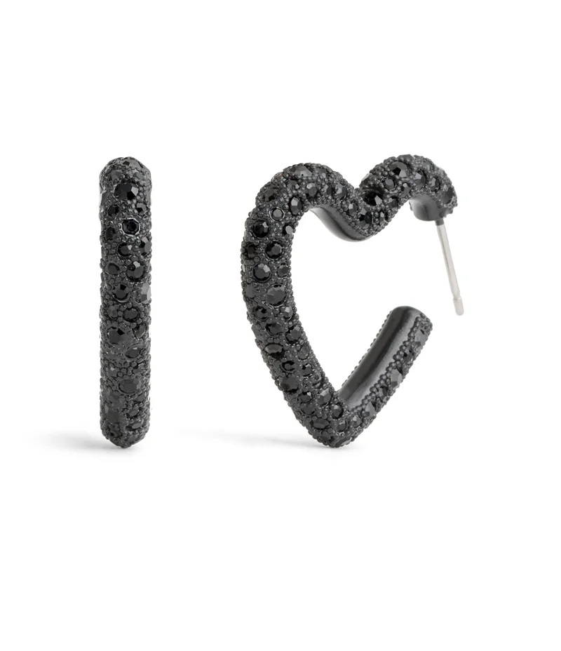 COACH Pavé Heart Hoop Earrings