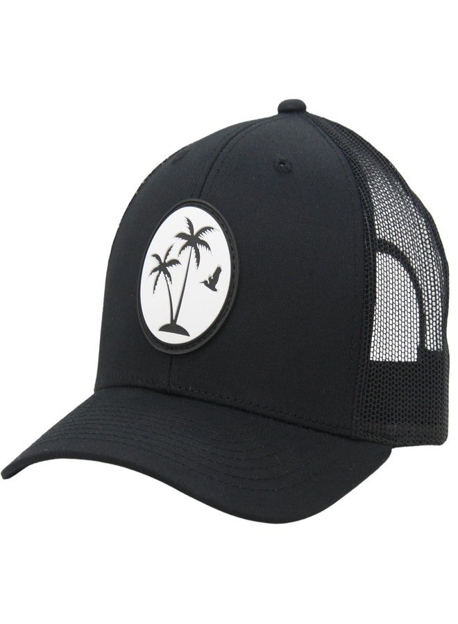 ليندو قبعة سائق الشاحنة LINDO - شجرة النخيل 2.0 (أسود مع رقعة بيضاء) - Image 1