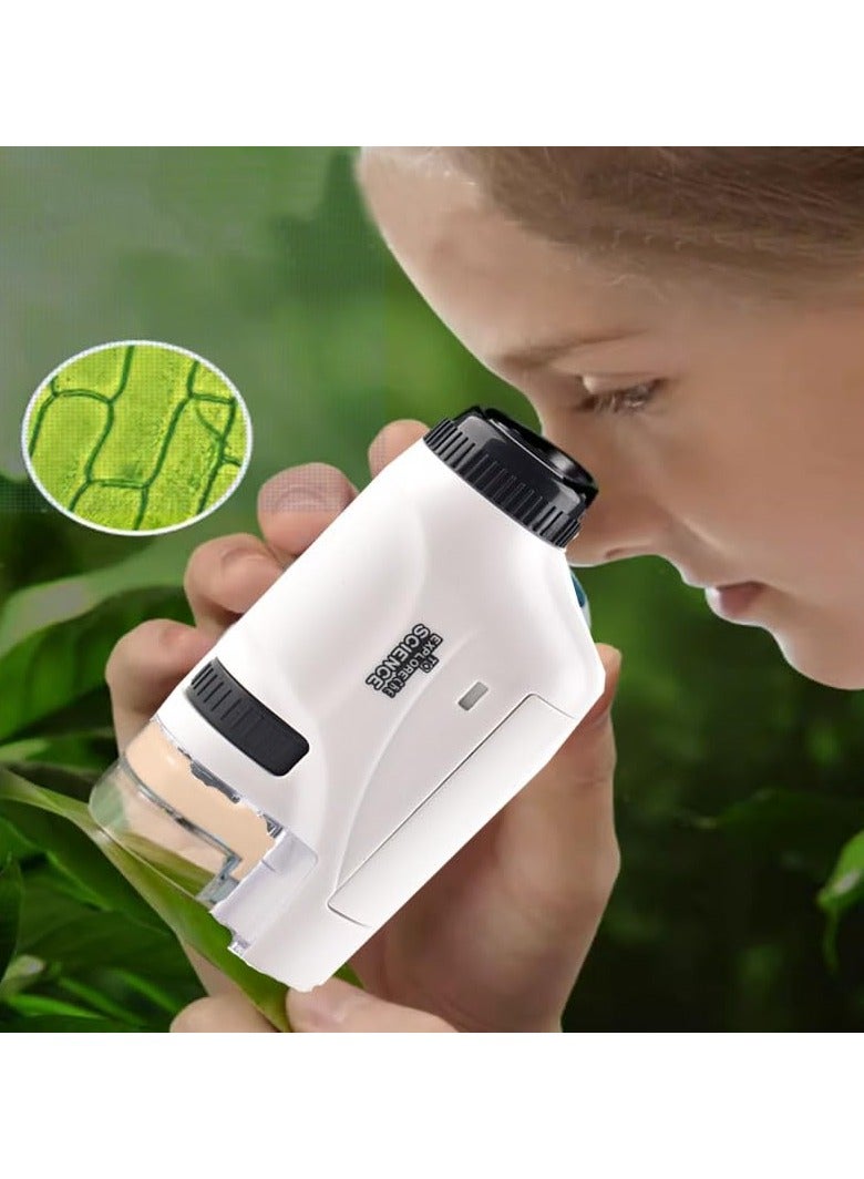 Pocket Microscope for Kids, Portable Handheld Microscope 60X-120X Zoom with LED Light, Science Exploration Toy for Plants Microbiology Observation, Educational STEM Kit for Students  - Image 1