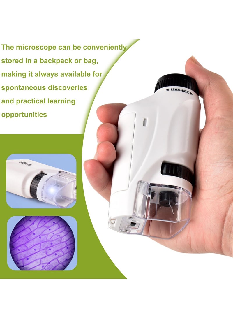 Pocket Microscope for Kids, Portable Handheld Microscope 60X-120X Zoom with LED Light, Science Exploration Toy for Plants Microbiology Observation, Educational STEM Kit for Students  - Image 5
