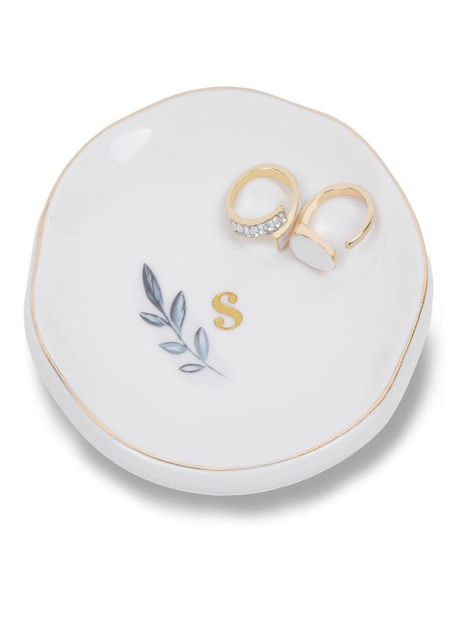 Bayrumber Personalized Ceramic Ring Dish, Initial Jewelry Tray for Rings, Earrings, Necklaces & Bracelets, Gift for Engagements, Birthdays, Holidays, Mom, Sister, Bridesmaid, Bride-to-Be, 4" Ring Plate - Image 1