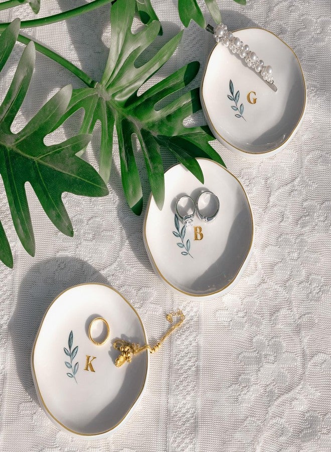 Bayrumber Personalized Ceramic Ring Dish, Initial Jewelry Tray for Rings, Earrings, Necklaces & Bracelets, Gift for Engagements, Birthdays, Holidays, Mom, Sister, Bridesmaid, Bride-to-Be, 4" Ring Plate - Image 4