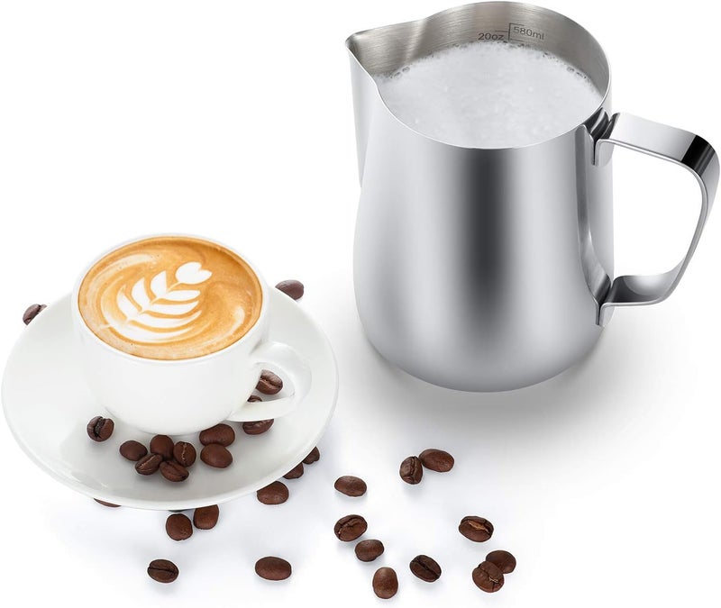 Adorever Milk Frothing Pitcher 1500ml/50oz Steaming Pitchers Stainless Steel Milk Coffee Cappuccino Latte Art Barista Steam Pitchers Milk Jug Cup with Decorating Art Pen, Sliver Water rust proof - Image 5