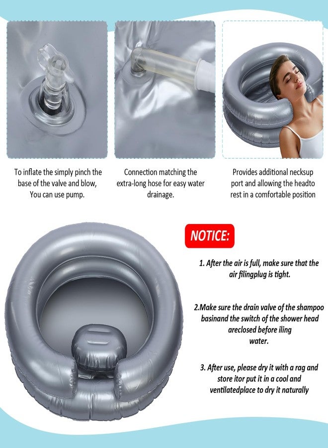 LemonRoad Inflatable Shampoo Basin Set with Inflatable Shampoo Basin Comb Disposable Ear Cover Hairbrush Shower Bag for Elderly Disabled Pregnant Injured Bedridden Handicapped Home Sink for Locs Detox - Image 3