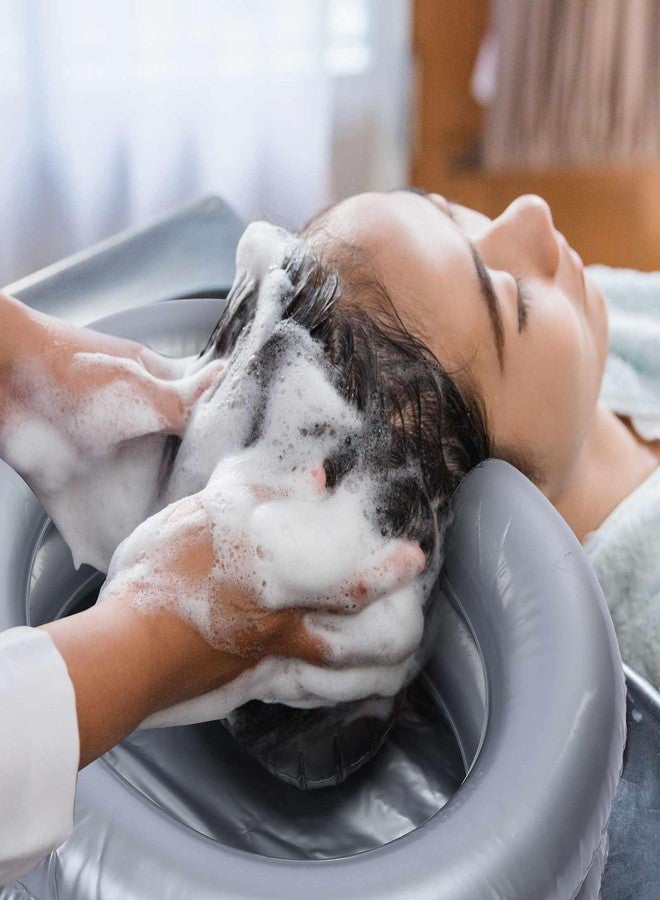 LemonRoad Inflatable Shampoo Basin Set with Inflatable Shampoo Basin Comb Disposable Ear Cover Hairbrush Shower Bag for Elderly Disabled Pregnant Injured Bedridden Handicapped Home Sink for Locs Detox - Image 5