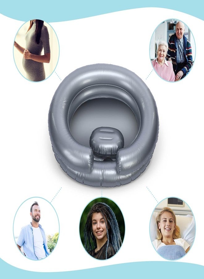 LemonRoad Inflatable Shampoo Basin Set with Inflatable Shampoo Basin Comb Disposable Ear Cover Hairbrush Shower Bag for Elderly Disabled Pregnant Injured Bedridden Handicapped Home Sink for Locs Detox - Image 4