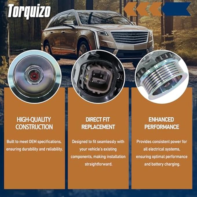 Torquizo Alternator for Acura MDX 2005 2006 2007 2008 2009, RL 2005 2006 2007 2008, TL 2005 2006 2007 2008, Compatible with Honda Odyssey 2005 2006 2007, Pilot 2005 2006 2007 2008, OE: 11030 - Image 4