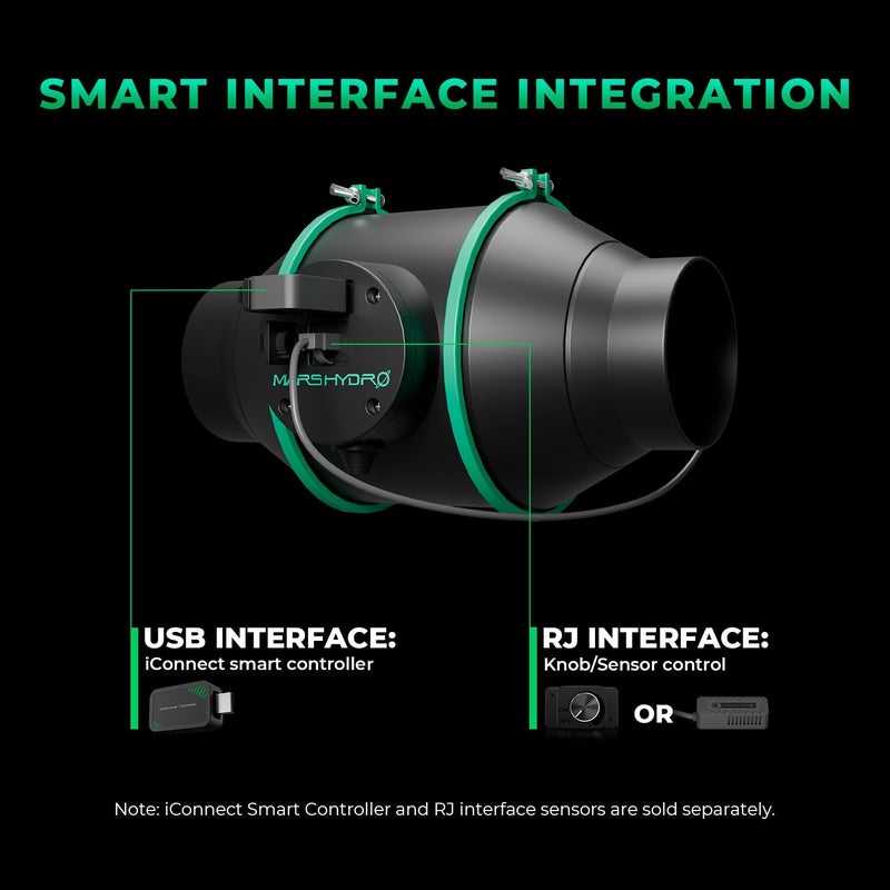MARS HYDRO iFresh 4 Inch Smart Inline Fan Combo, with Variable Speed Controller, for Heating Cooling Booster, Grow Tents - Image 2