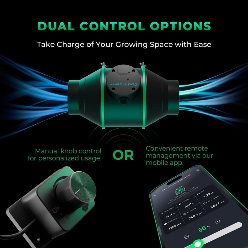 MARS HYDRO iFresh 4 Inch Smart Inline Fan Combo, with Variable Speed Controller, for Heating Cooling Booster, Grow Tents - Image 3