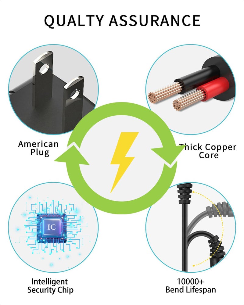 FlickerStar 12V 1A Adapter Power Supply 【12 Volts 1 Amps】 100V~240V AC to DC Plug 5.5 x 2.1mm u0026 2.5mm for 12volt 100mA 200mA 300mA 400mA 500mA 600mA 800mA 900mA 1000mA Equipment, Extra Long 6ft Cord - Image 4