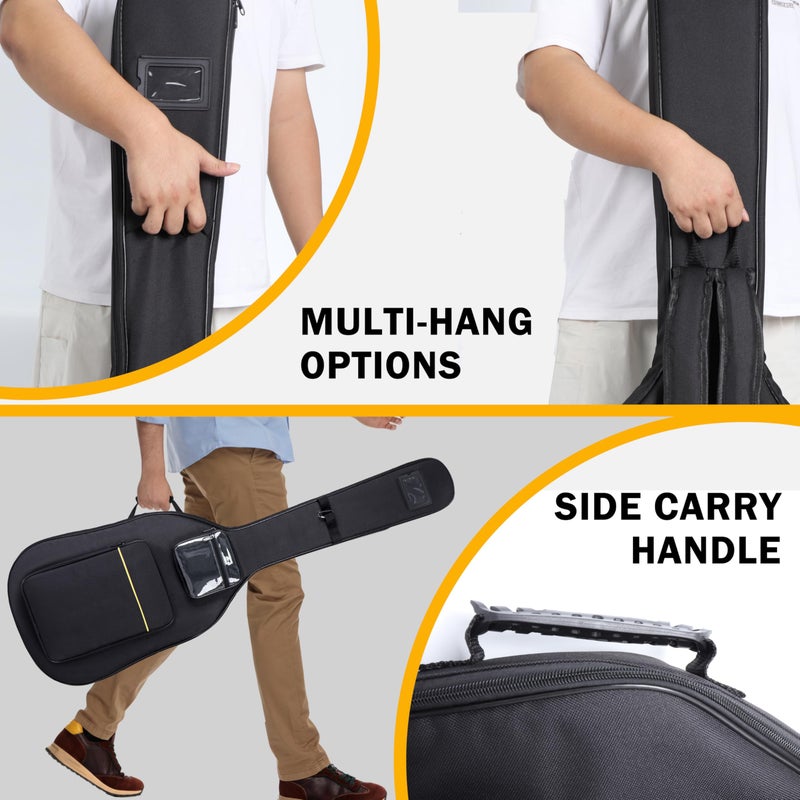PPOPPO Bass Guitar Case, 0.35" Thick Padding, Bass Gig Bag with Neck Fixed Strap, Water-Resistant Oxford Fabric, Soft Bass Guitar Bag with Adjustable Shoulder Straps & Back Hanger Loop - Image 3