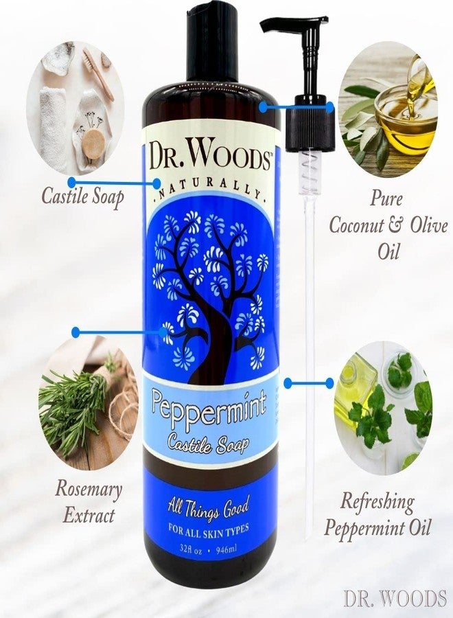 Dr. Woods Pure Peppermint Liquid Castile Soap with Pump, 32 Ounce - Image 4