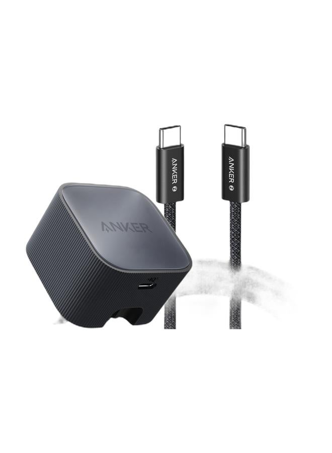 Nano USB C Plug, 30W High-Speed USB C Charger with Foldable Plug, PIQ 3.0 and PPS Fast Charging, For iPhone 17/16 Series, Pixel, Galaxy, iPad, and More (Cable Not Included) & Zolo USB C to USB C Cable, Braided and Dirt-Free Type C Fast Charging Cable, Slim Connector, for iPhone 17/16 Series, MacBook (240W) (Black, 6ft) Bundle
