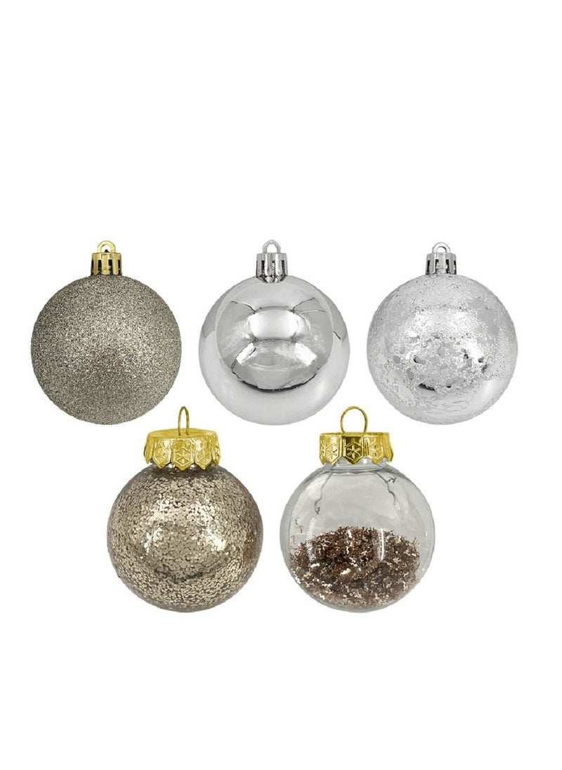 CHRISTMAS MAGIC Christmas Designed Baubles Gold & Silver 6cm 30Pcs/Box 