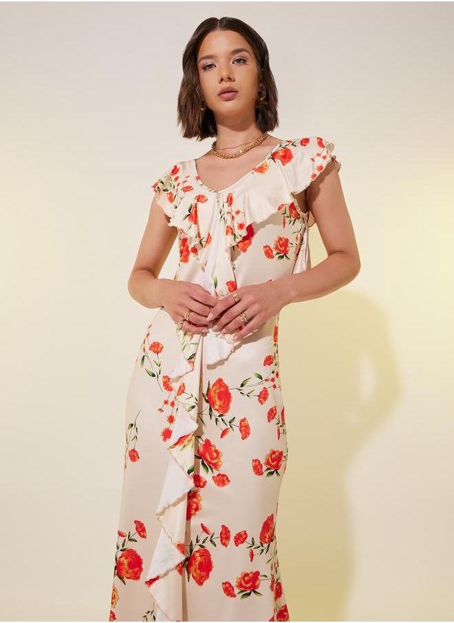 Take Two Floral Ruffle Midi Dress  - Image 3