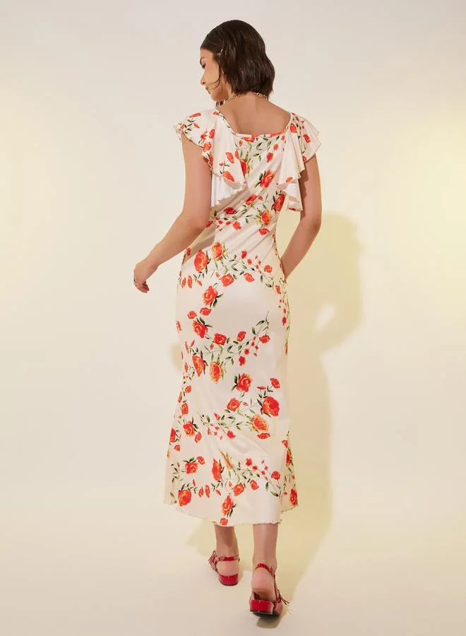 Take Two Floral Ruffle Midi Dress