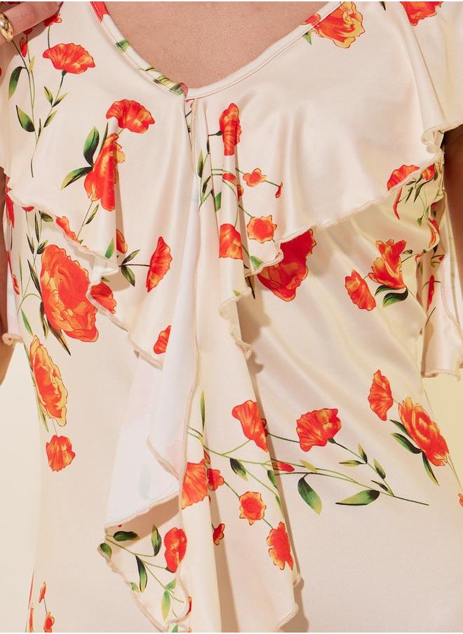 Take Two Floral Ruffle Midi Dress  - Image 4