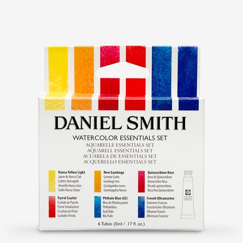 DANIEL SMITH 285610005 Extra Fine Essentials Introductory Watercolor, 6 Tubes, 5ml, Blue/Transparent/Yellow, 0.17 Fl Oz (Pack of 6) - Image 2