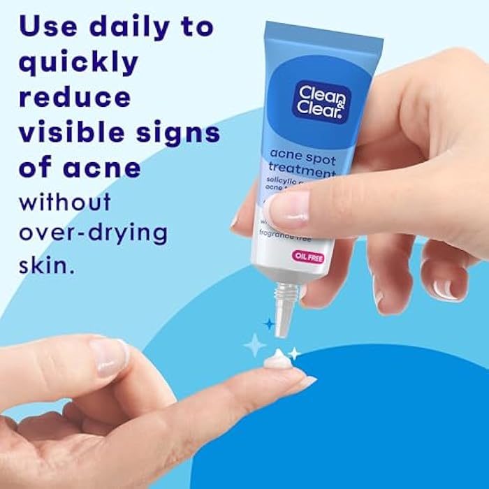 Clean & Clear Acne Spot Treatment Gel Cream with 2% Salicylic Acid, Oil-Free Topical Acne Treatment with Witch Hazel for Clinically Proven Results in 1 Day, Fragrance Free, 0.75 fl. oz - Image 2
