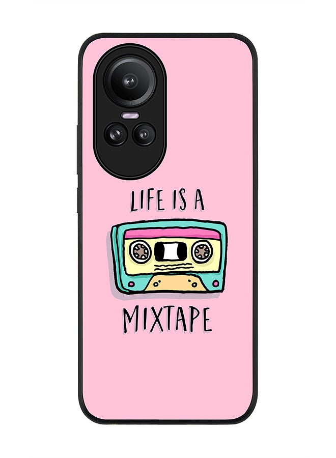 Stylizedd Rugged Black Edge case for Oppo Reno10 / Oppo Reno10 Pro, Custom Slim fit Flexible Anti Drop Thin Phone Case Cover - Life is a mixtape - Image 1
