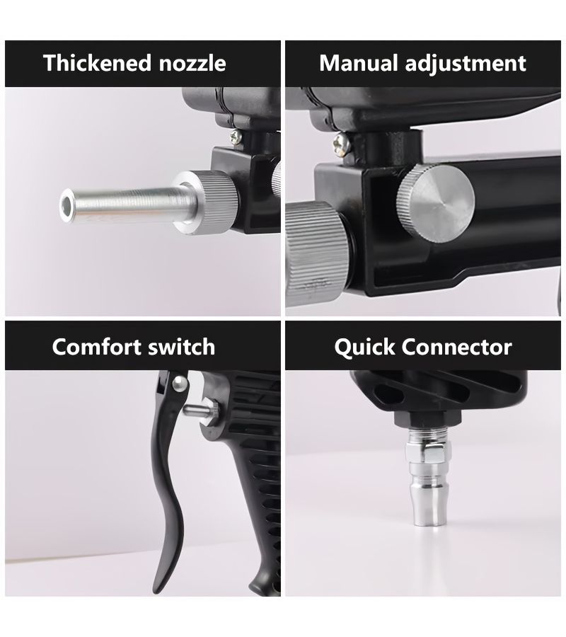 Anti Rust Sandblaster Adjustable Blasting Machine Gravity Sandblasting Gun 90 Psi Pneumatic Sandblasting Set Black - Image 4
