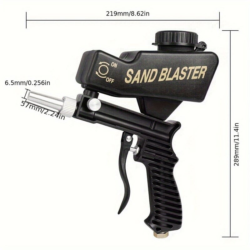 Anti Rust Sandblaster Adjustable Blasting Machine Gravity Sandblasting Gun 90 Psi Pneumatic Sandblasting Set Black - Image 1