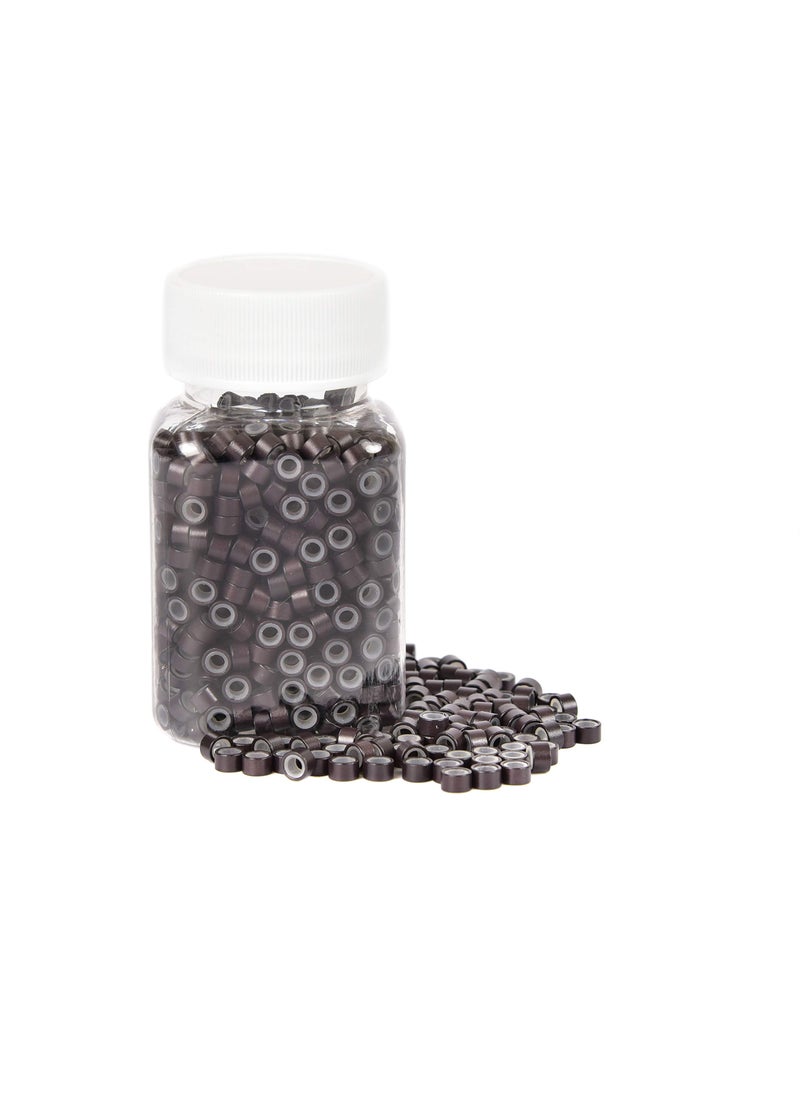 CREATE BEAUTY 1000Pcs Premium Silicone Micro Link Rings 5mm Lined Beads for I Tip Hair Extensions (1000Pcs, Dark Brown) 