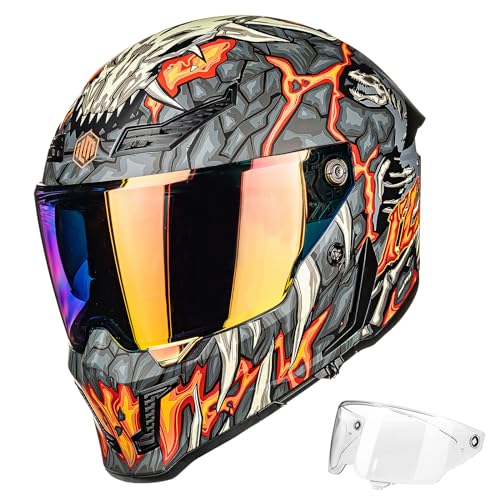 ILM خوذات دراجات نارية ILM للبالغين رجال ونساء خوذة كاملة الوجه DOT ECE رياضة المحركات مزدوجة الرؤية سباق الشوارع مع Pinlock Cascos para Motos نموذج MF509 (يوم1 برتقالي، S) - Image 1