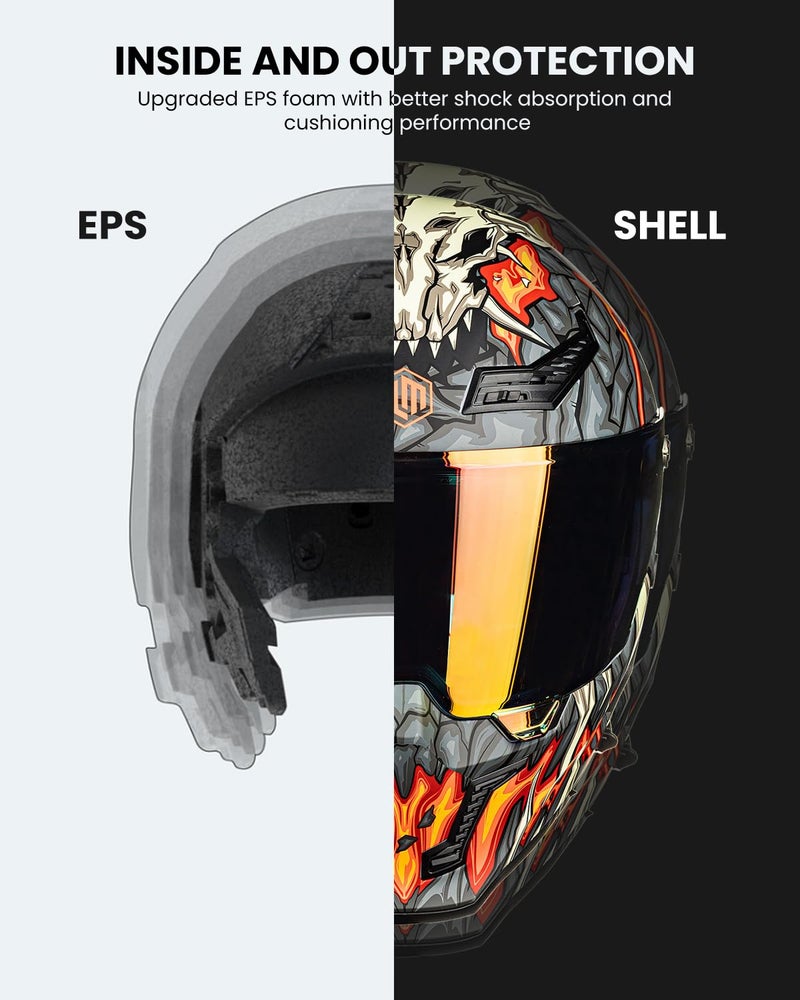 ILM خوذات دراجات نارية ILM للبالغين رجال ونساء خوذة كاملة الوجه DOT ECE رياضة المحركات مزدوجة الرؤية سباق الشوارع مع Pinlock Cascos para Motos نموذج MF509 (يوم1 برتقالي، S) - Image 5