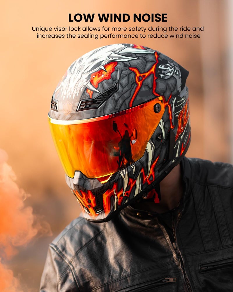 ILM خوذات دراجات نارية ILM للبالغين رجال ونساء خوذة كاملة الوجه DOT ECE رياضة المحركات مزدوجة الرؤية سباق الشوارع مع Pinlock Cascos para Motos نموذج MF509 (يوم1 برتقالي، S) - Image 3