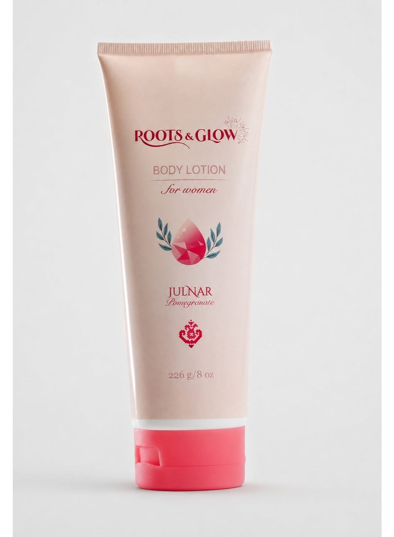 Roots & Glow Body Lotion for Women – 226ml Pomegranate Moisturizing Body Lotion – Deep Hydration for Dry Skin, All Skin Types – Fast Absorbing, No Residue – Roots & Glow Julnar - Image 1