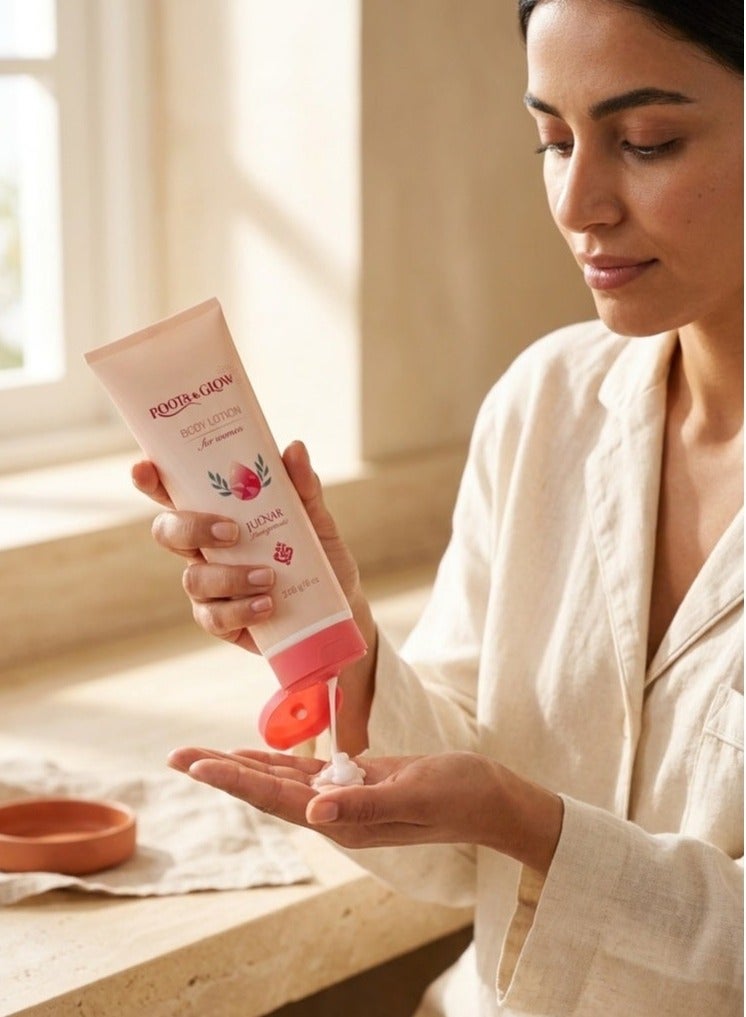 Roots & Glow Body Lotion for Women – Julnar 226ml Pomegranate Moisturizing Lotion with Vitamin E – Paraben-Free, Deep Hydration for Dry Skin – Fast Absorbing, No Residue – Roots & Glow - Image 2