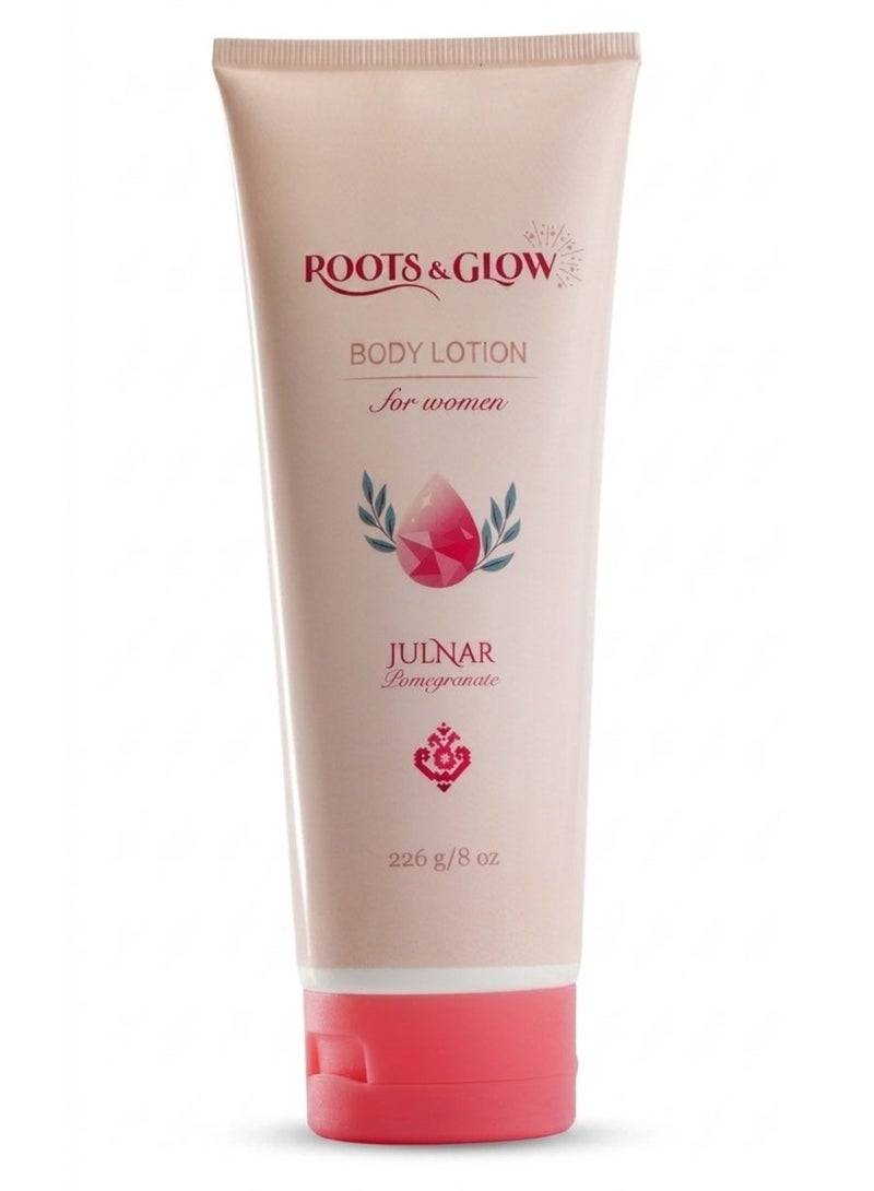 Roots & Glow Body Lotion for Women – Julnar 226ml Pomegranate Moisturizing Lotion with Vitamin E – Paraben-Free, Deep Hydration for Dry Skin – Fast Absorbing, No Residue – Roots & Glow - Image 1